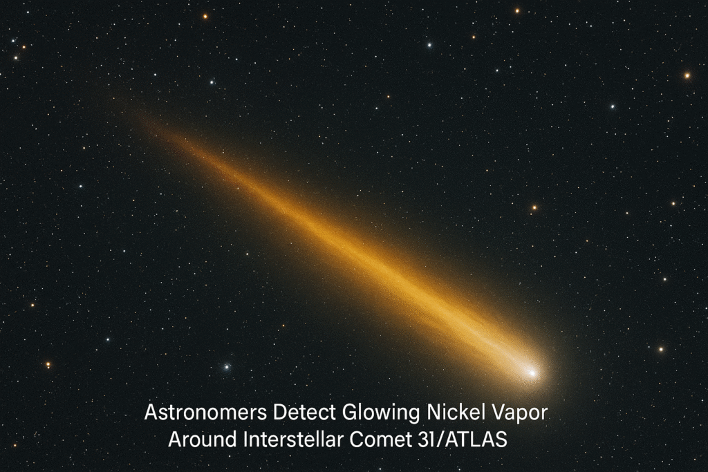 Interstellar comet 3I/ATLAS glowing with nickel vapor as captured by the Very Large Telescope in Chile.