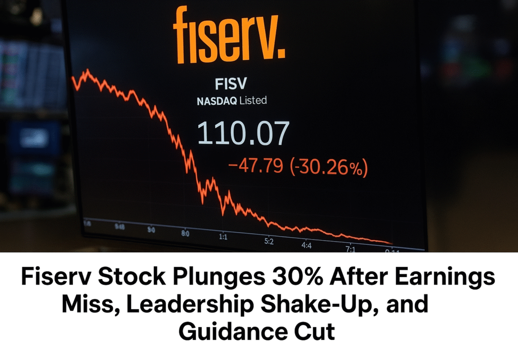 Fiserv CEO Mike Lyons announces leadership changes and strategy overhaul after Q3 earnings miss, with stock plunging 30%.