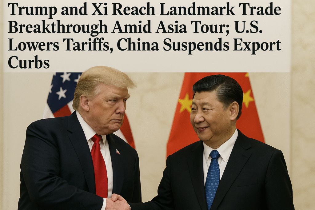 President Donald Trump and Chinese leader Xi Jinping shake hands during a bilateral meeting in Busan, South Korea.