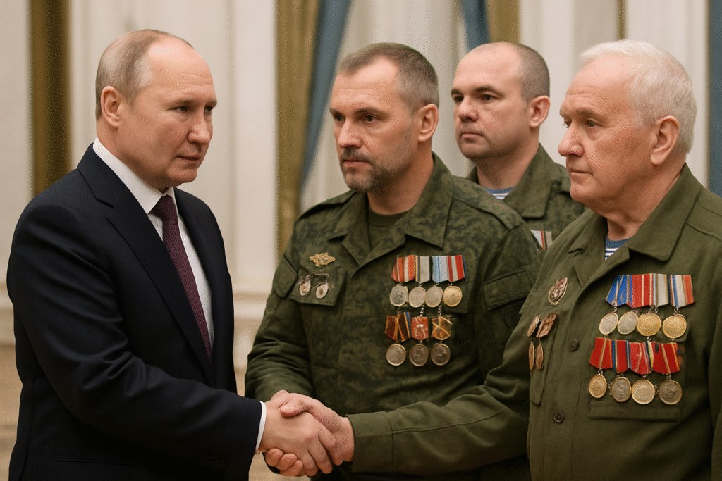 President Vladimir Putin meets Ukraine war veterans in Moscow