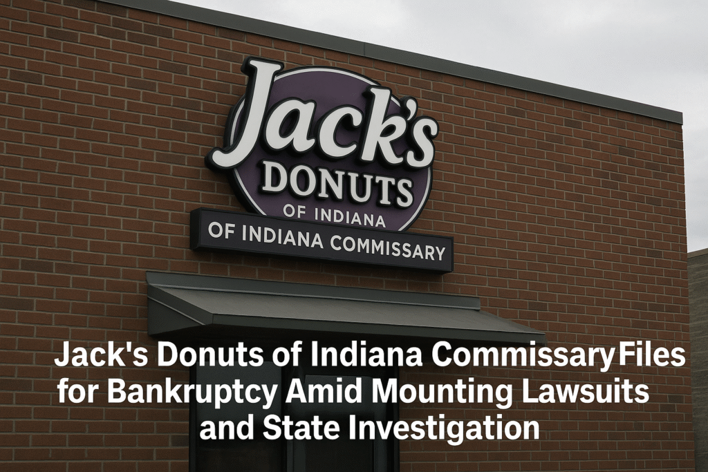 Exterior view of Jack’s Donuts store in Indiana before the company’s bankruptcy filing.