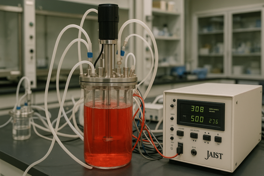 Laboratory setup at JAIST where researchers cultivated the AUN bacterial system for preclinical trials.