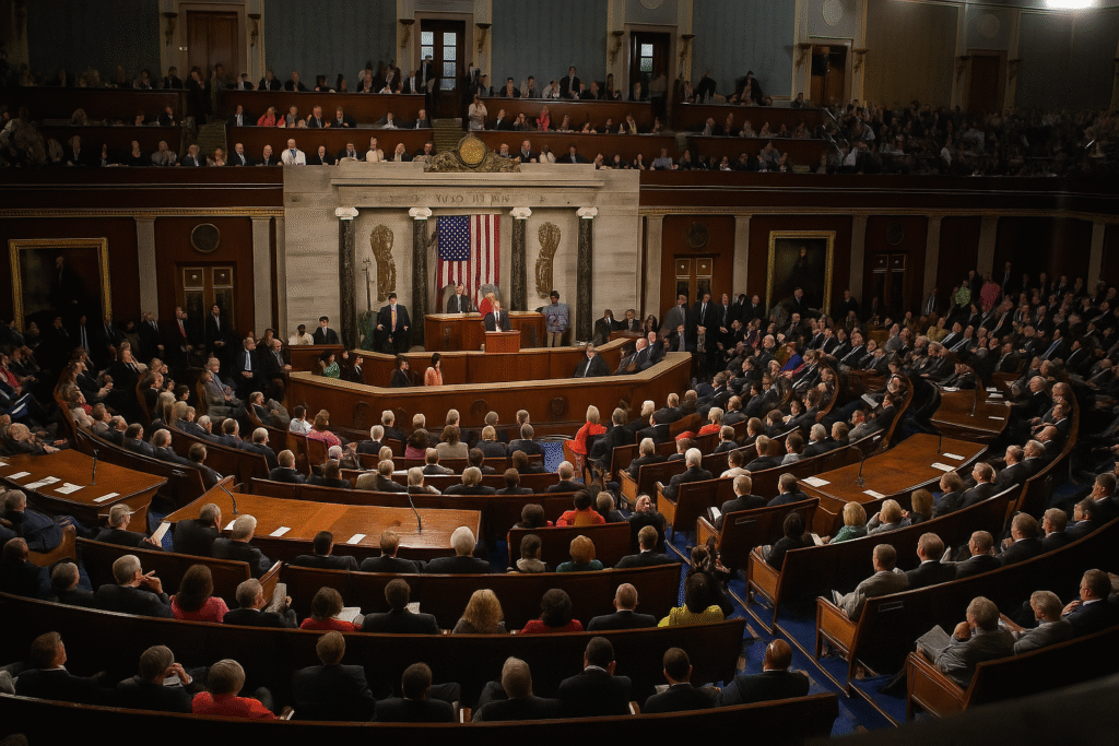 Senators vote in the U.S. Capitol during a late-night session to end the 40-day shutdown.
