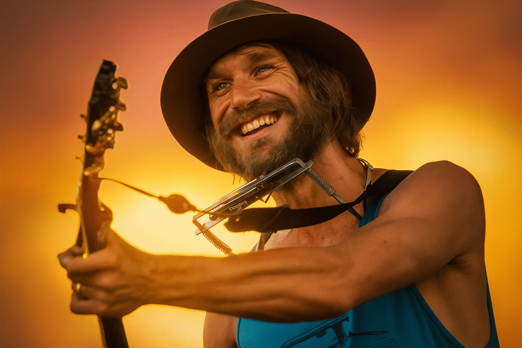Todd Snider performing onstage holding a guitar during a Nashville concert.