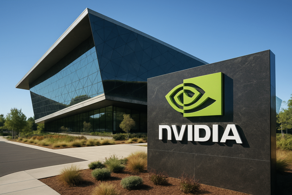 Nvidia corporate headquarters in Santa Clara, ahead of earnings release.