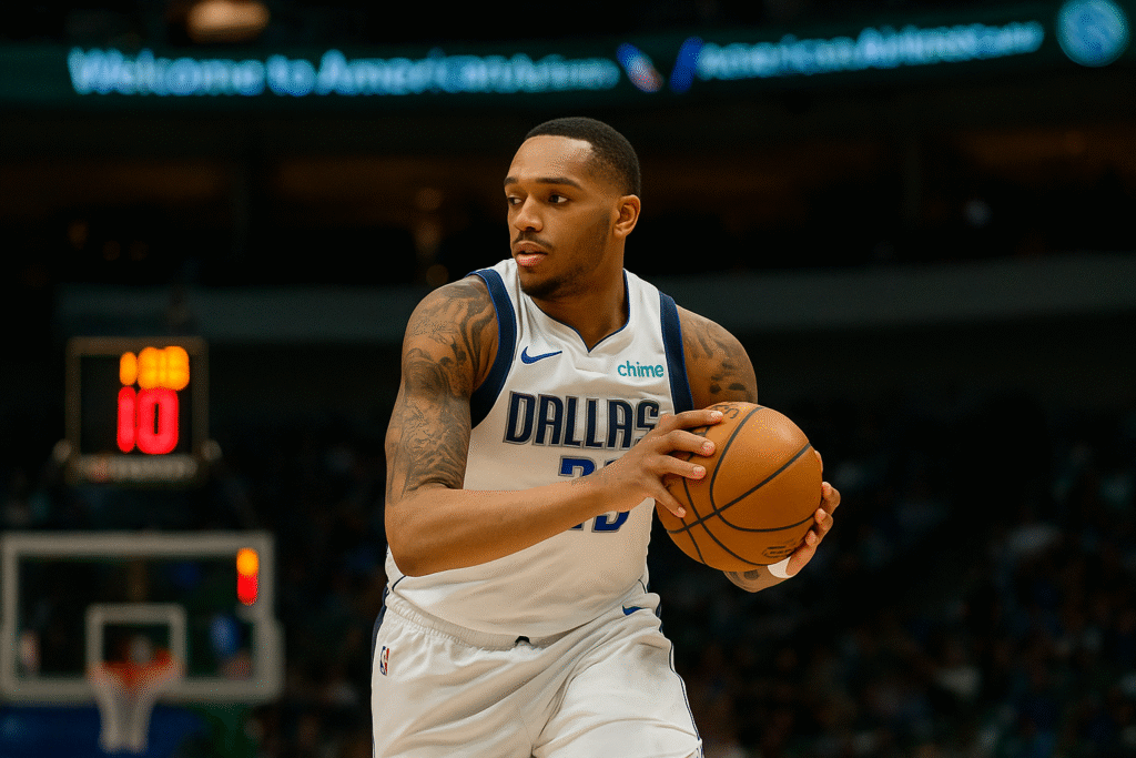 Dallas Mavericks forward PJ Washington grabs a rebound during a home game at American Airlines Center.