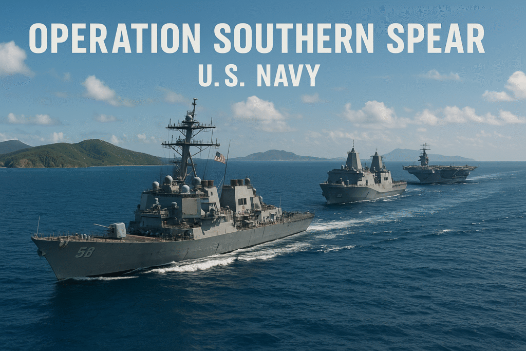 US Navy vessels deployed in the Caribbean under Operation Southern Spear.