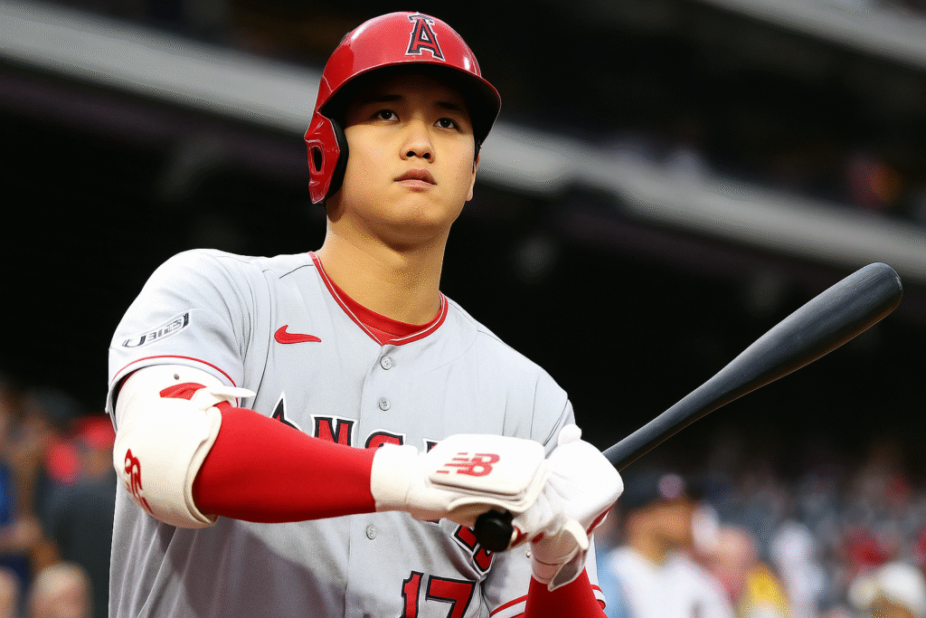 Shohei Ohtani holding baseball bat