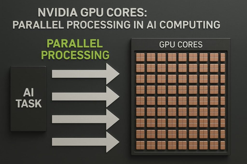 Diagram showing how Nvidia GPU cores handle parallel processing in AI computing.