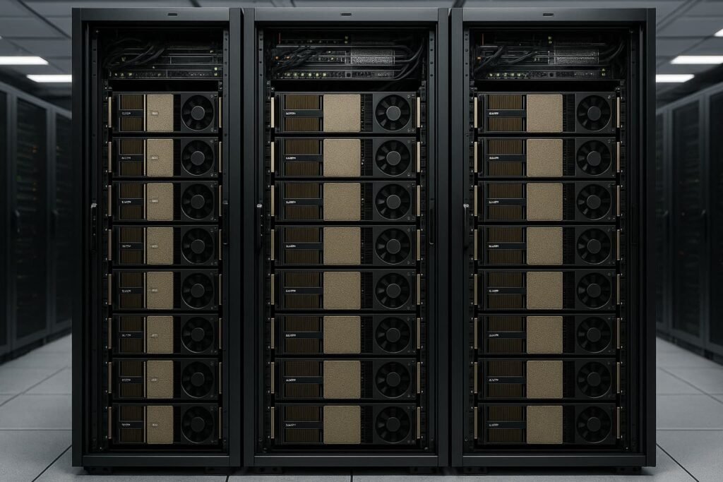 GPU server racks used for training large AI models like ChatGPT.
