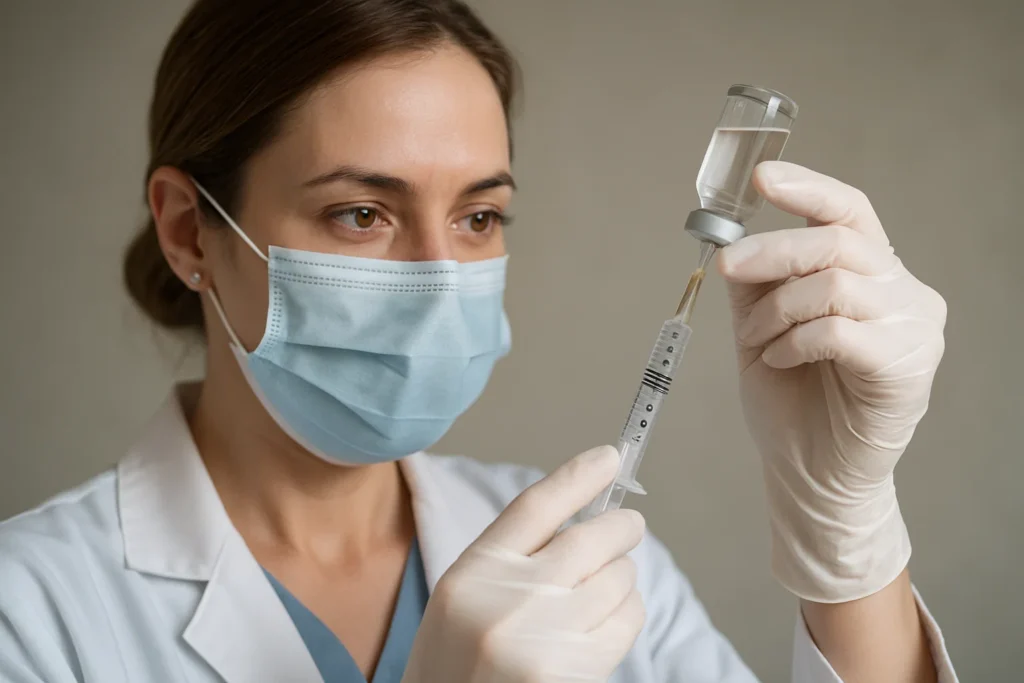 Medical professional preparing a Botox-style injection.