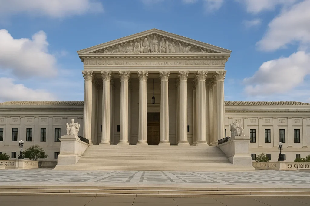 Exterior view of the Supreme Court of the United States.