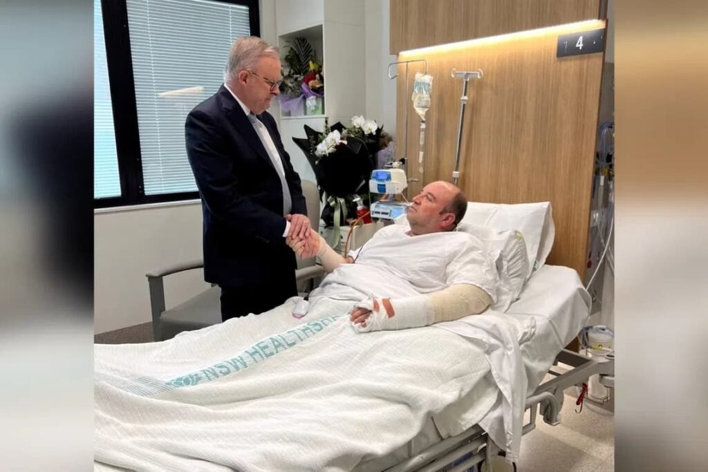Prime Minister Anthony Albanese visiting Ahmed al Ahmed in hospital after Bondi shooting