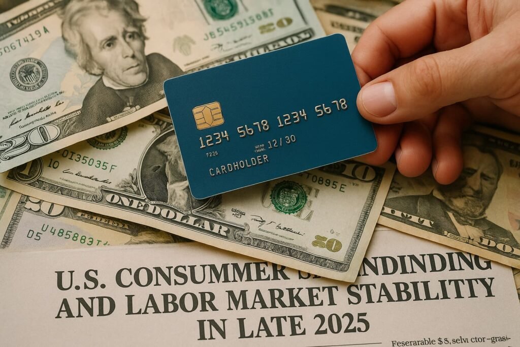 Illustration representing U.S. consumer spending and labor market stability in late 2025.