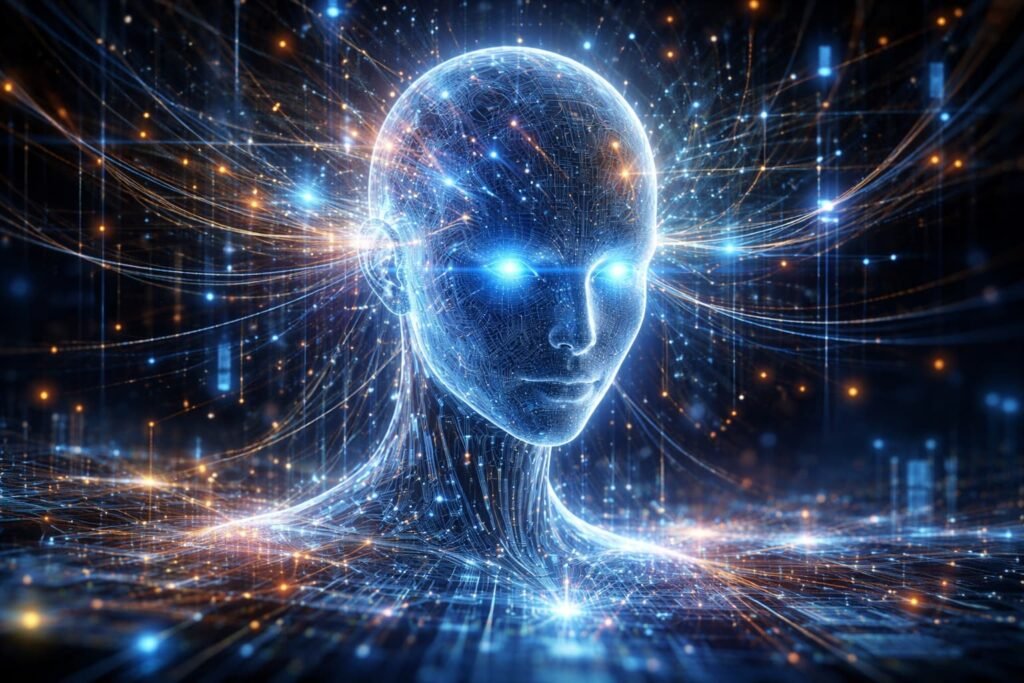 Abstract illustration representing artificial intelligence and data networks