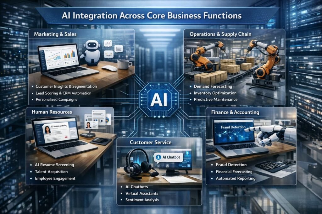 Visualization of AI integration across core business functions.