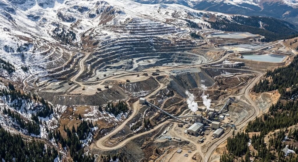 Aerial view of Climax Mine in Colorado producing molybdenum