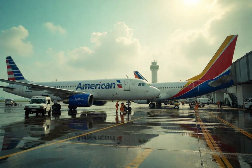 Runway view at a Caribbean island airport