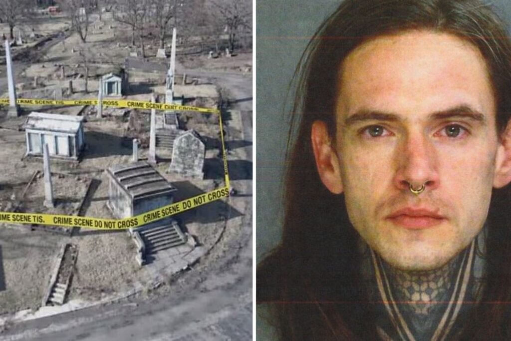 Exterior of Mount Moriah Cemetery, one of the largest abandoned burial grounds in the US. and accused