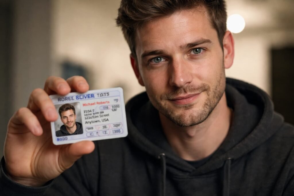 AI-generated deepfake face used in identity fraud illustration.