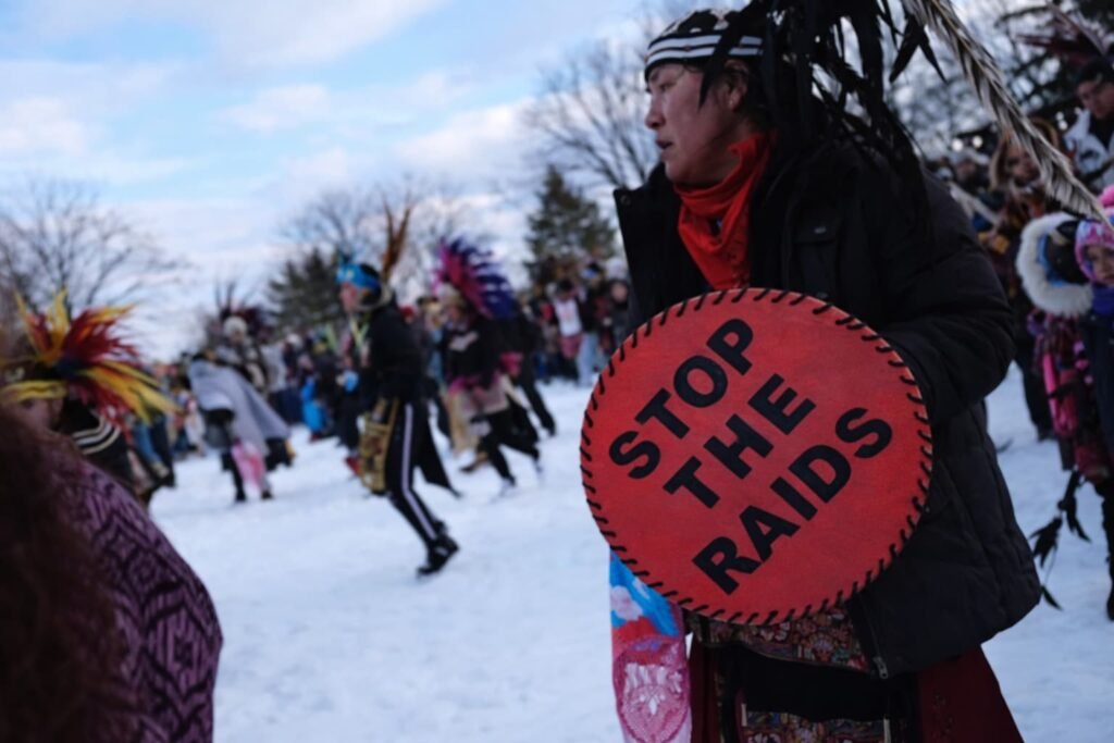 Thousands gather at Powderhorn Park in Minneapolis during an anti-ICE protest honoring Renee Nicole Good.