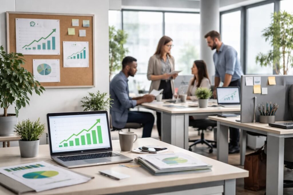 Office environment representing cautious growth