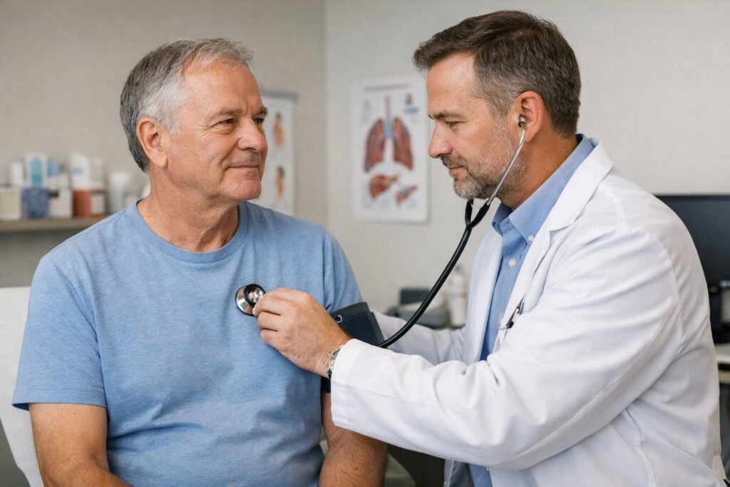 Doctor conducting routine preventive screening