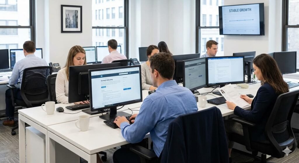 U.S. office workers in a stable but cautious hiring environmen