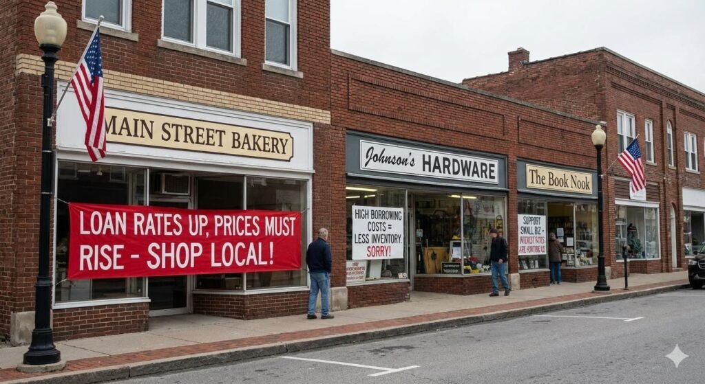 Small business storefronts across the United States facing higher borrowing costs