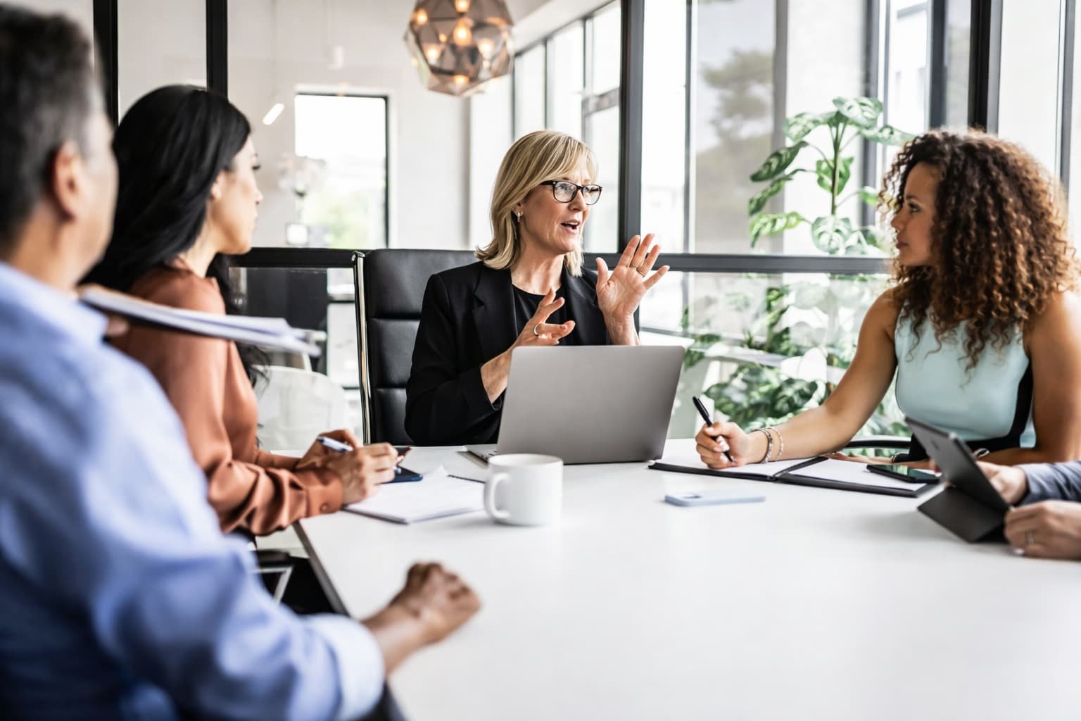 American executives presenting strategy to board members