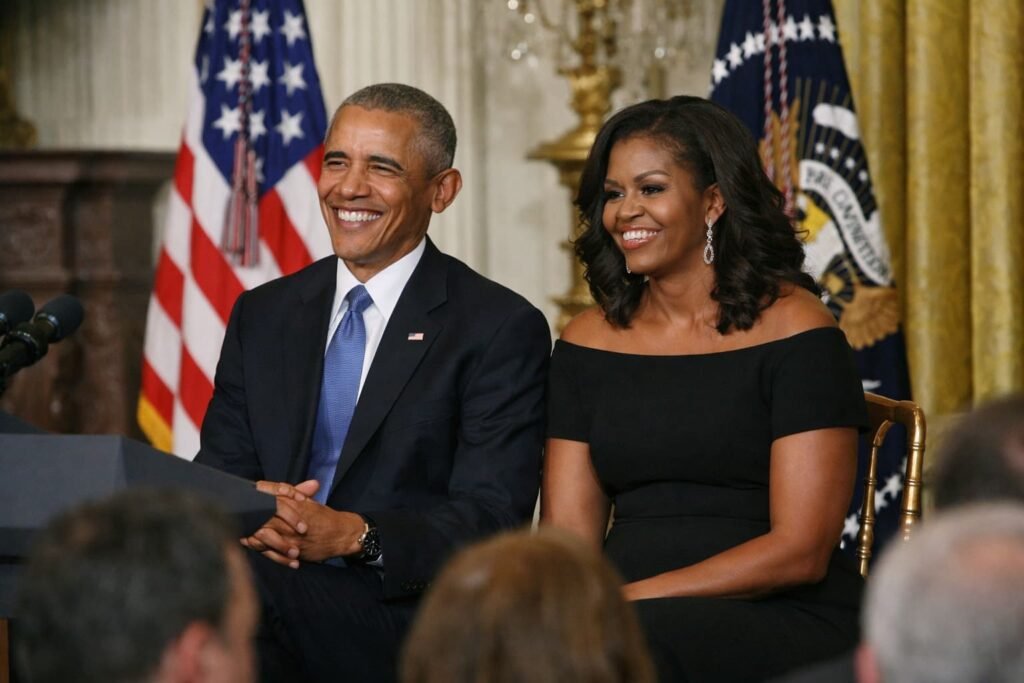 Barack Obama and Michelle Obama during a White House event.