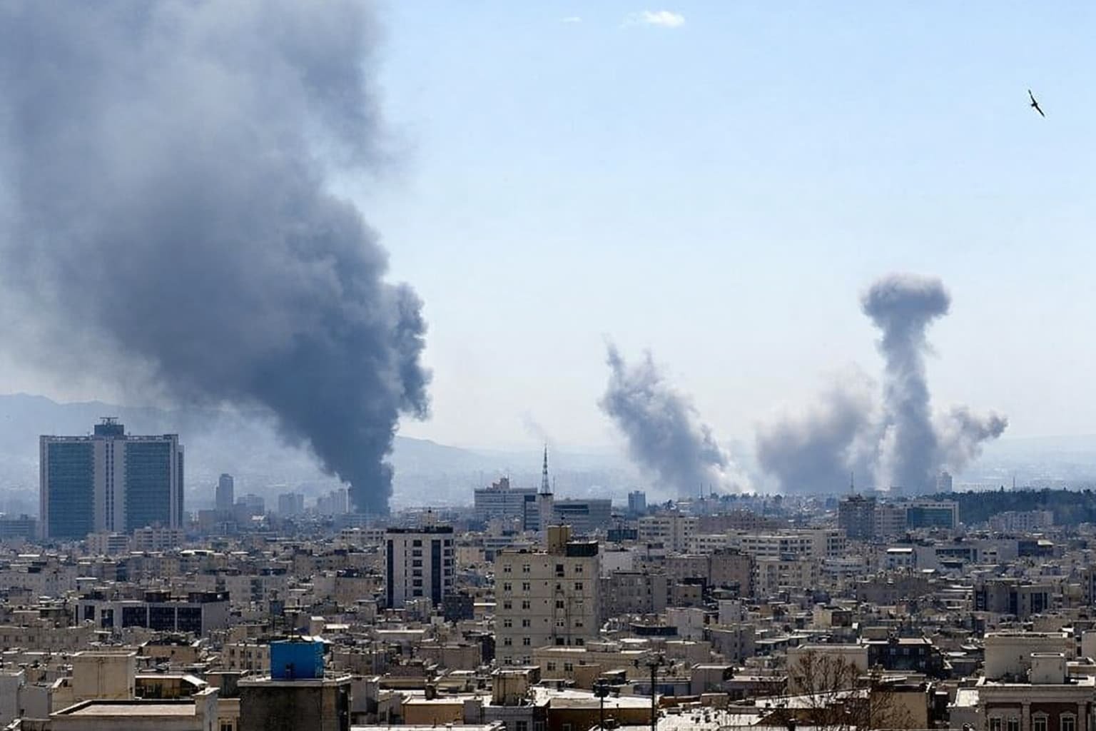 Smoke rising over Tehran after airstrike targeting Iranian leadership