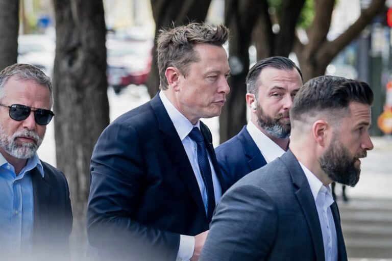 Elon Musk arriving at the U.S. District Court