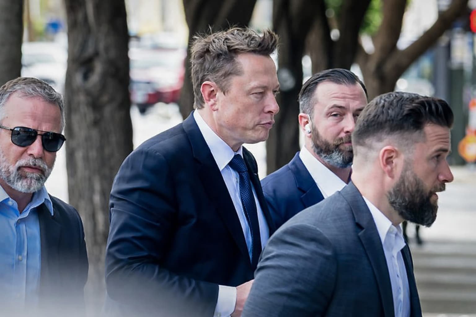 Elon Musk arriving at the U.S. District Court