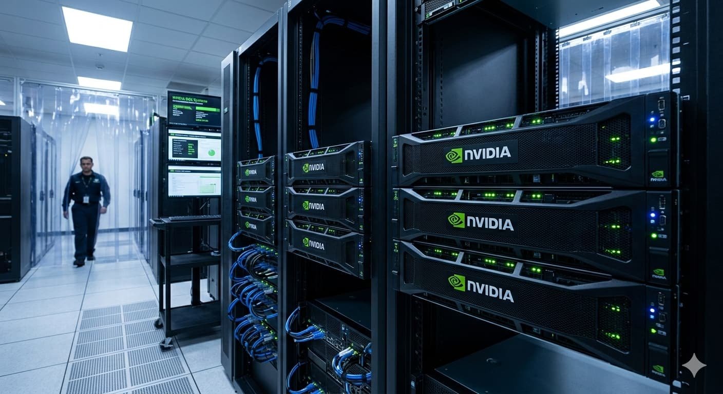 Nvidia data center GPU servers powering artificial intelligence workloads.