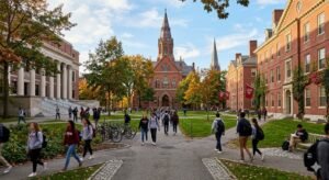 Harvard University campus in Cambridge Massachusett