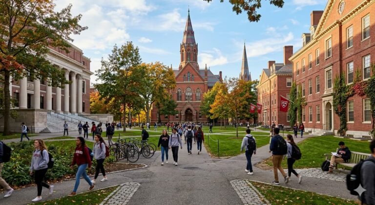 Harvard University campus in Cambridge Massachusett