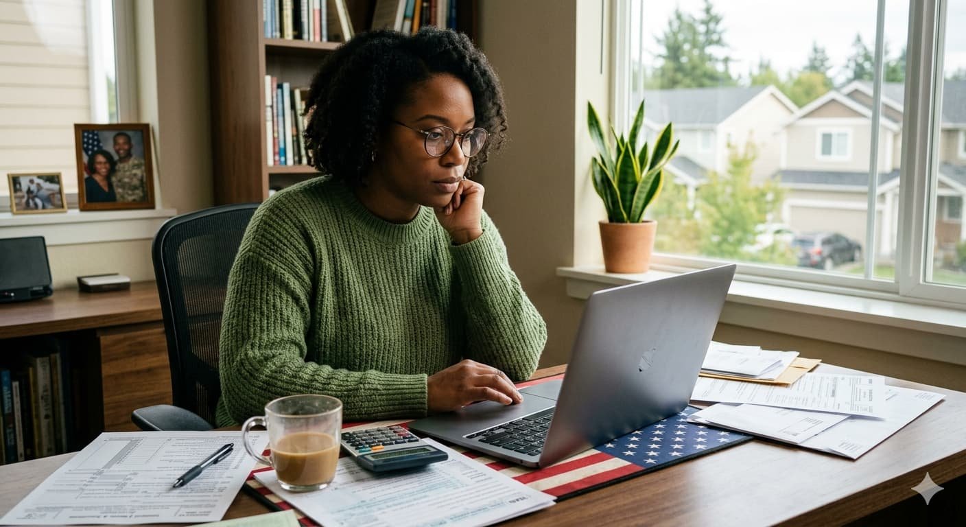 American taxpayer reviewing Schedule 1-A form on a laptop to claim the four new One Big Beautiful Bill deductions for tips overtime car loan interest and senior bonus before the April 15 2026 Tax Day deadline