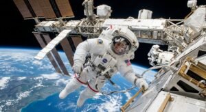 NASA astronaut Jessica Meir floating outside International Space Station during US Spacewalk 94 on March 18 2026