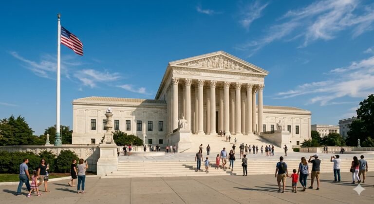 U.S. Supreme Court building in Washington D.C. where justices ruled on February 20 2026 that Trump exceeded his authority using IEEPA to impose tariffs — before the administration replaced them with Section 122 tariffs within days
