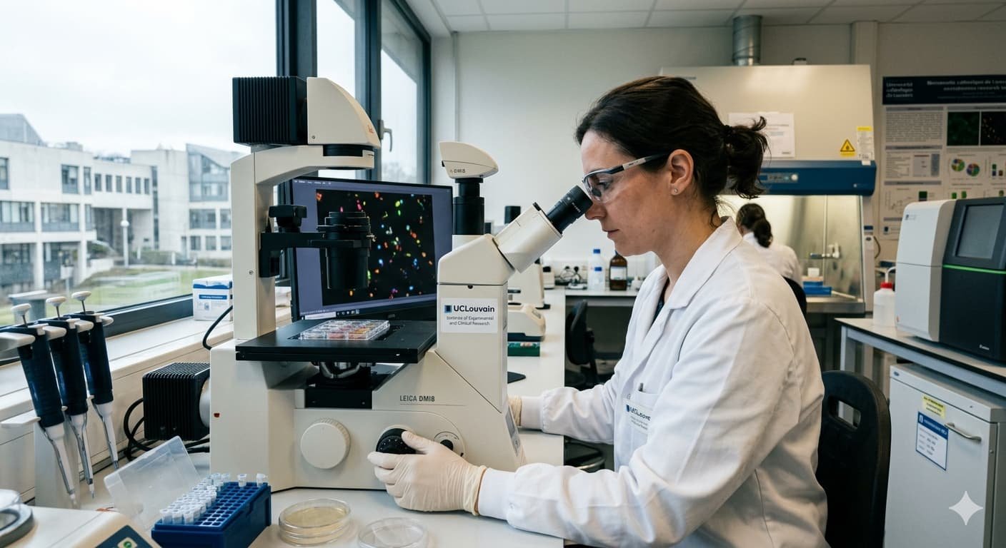 Scientist at University of Louvain Belgium examining respiratory