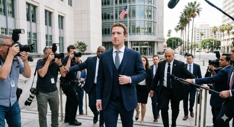 Meta CEO Mark Zuckerberg departing Los Angeles federal court