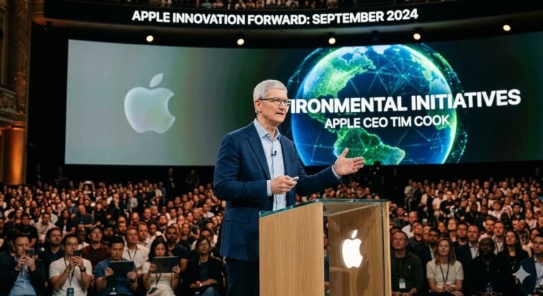 Apple CEO Tim Cook speaking at an event