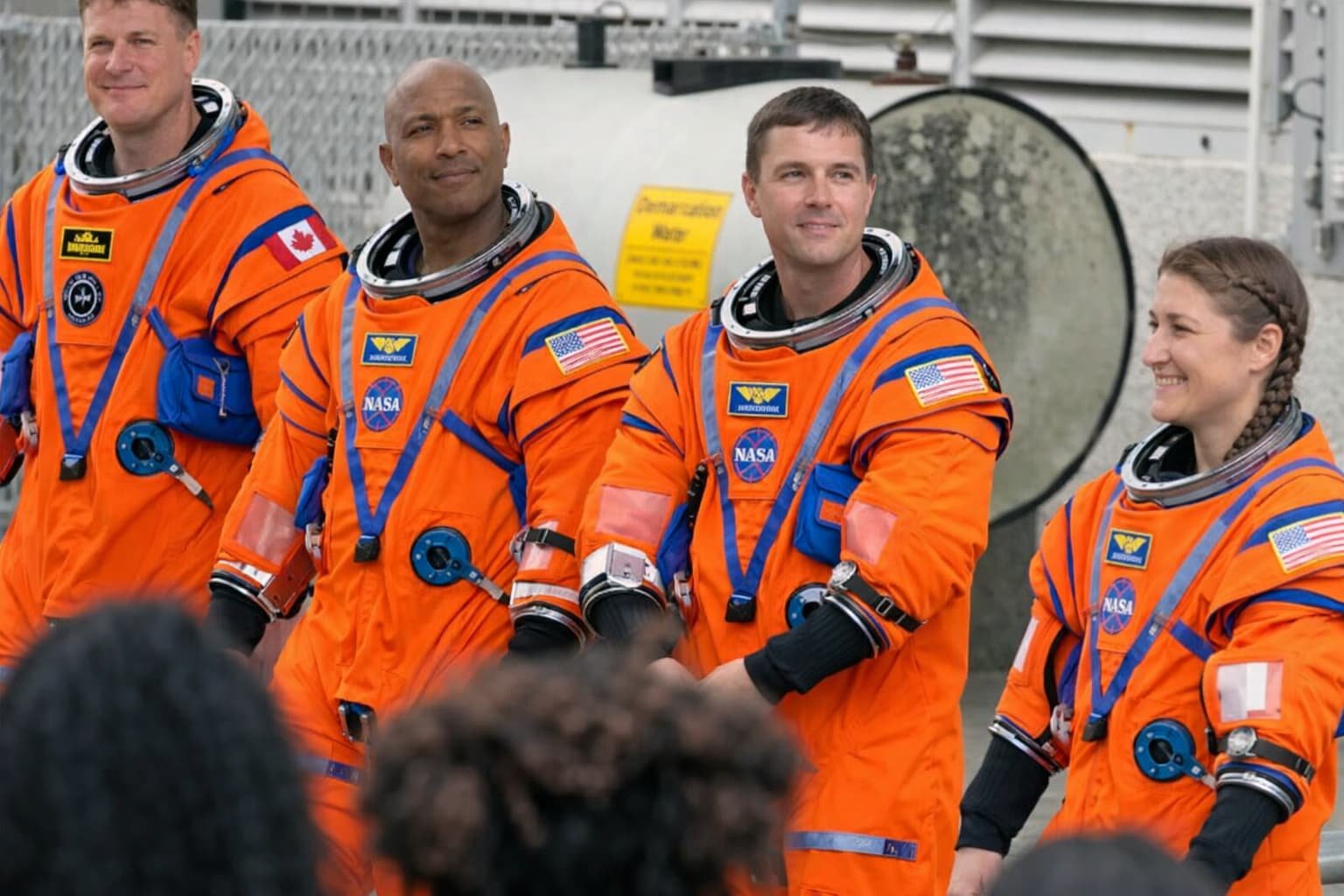 Artemis II crew Reid Wiseman Victor Glover Christina Koch Jeremy Hansen in Orion capsule