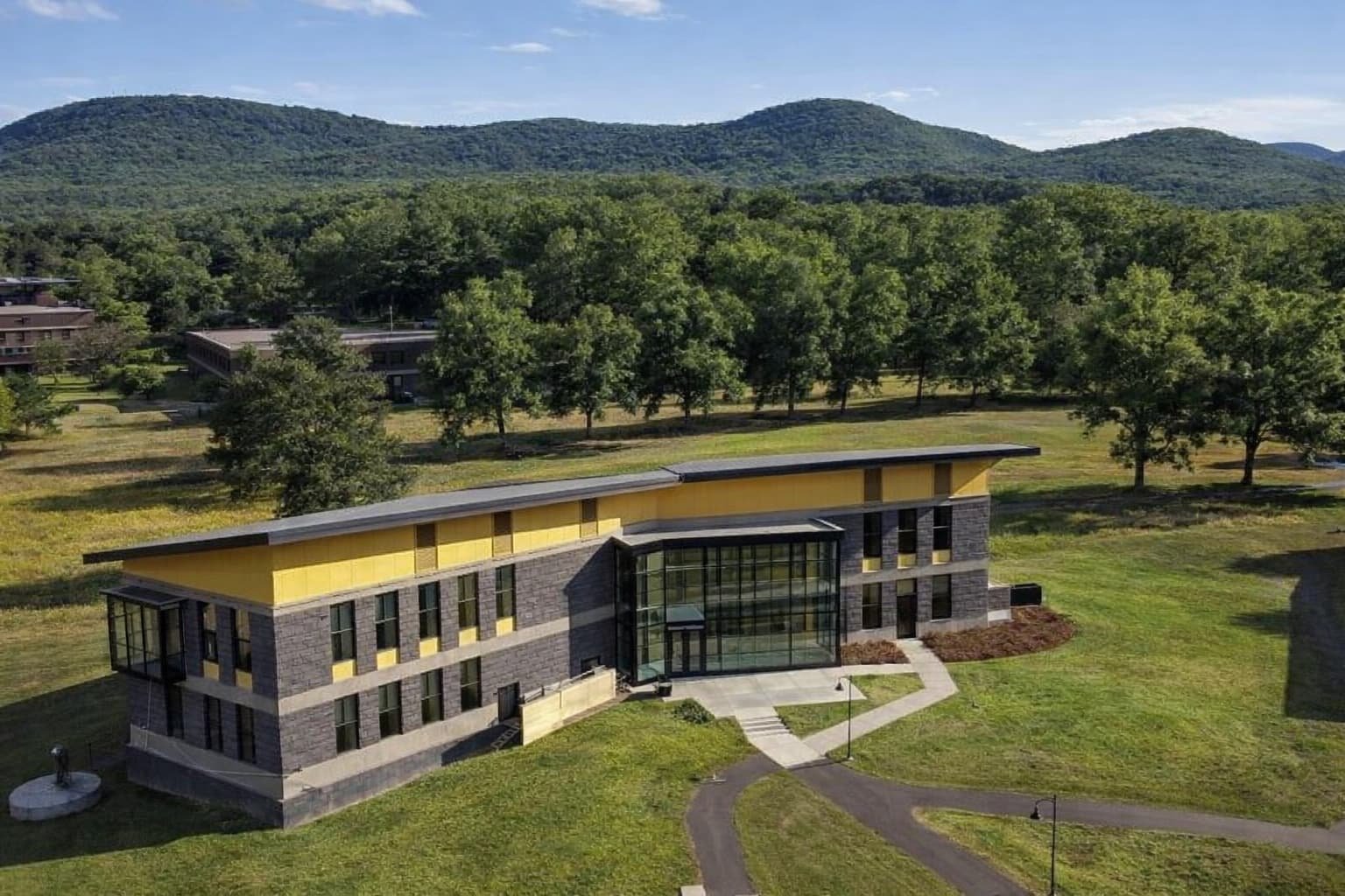 Empty college campus building at small American liberal arts college facing closure in 2026 financial crisis