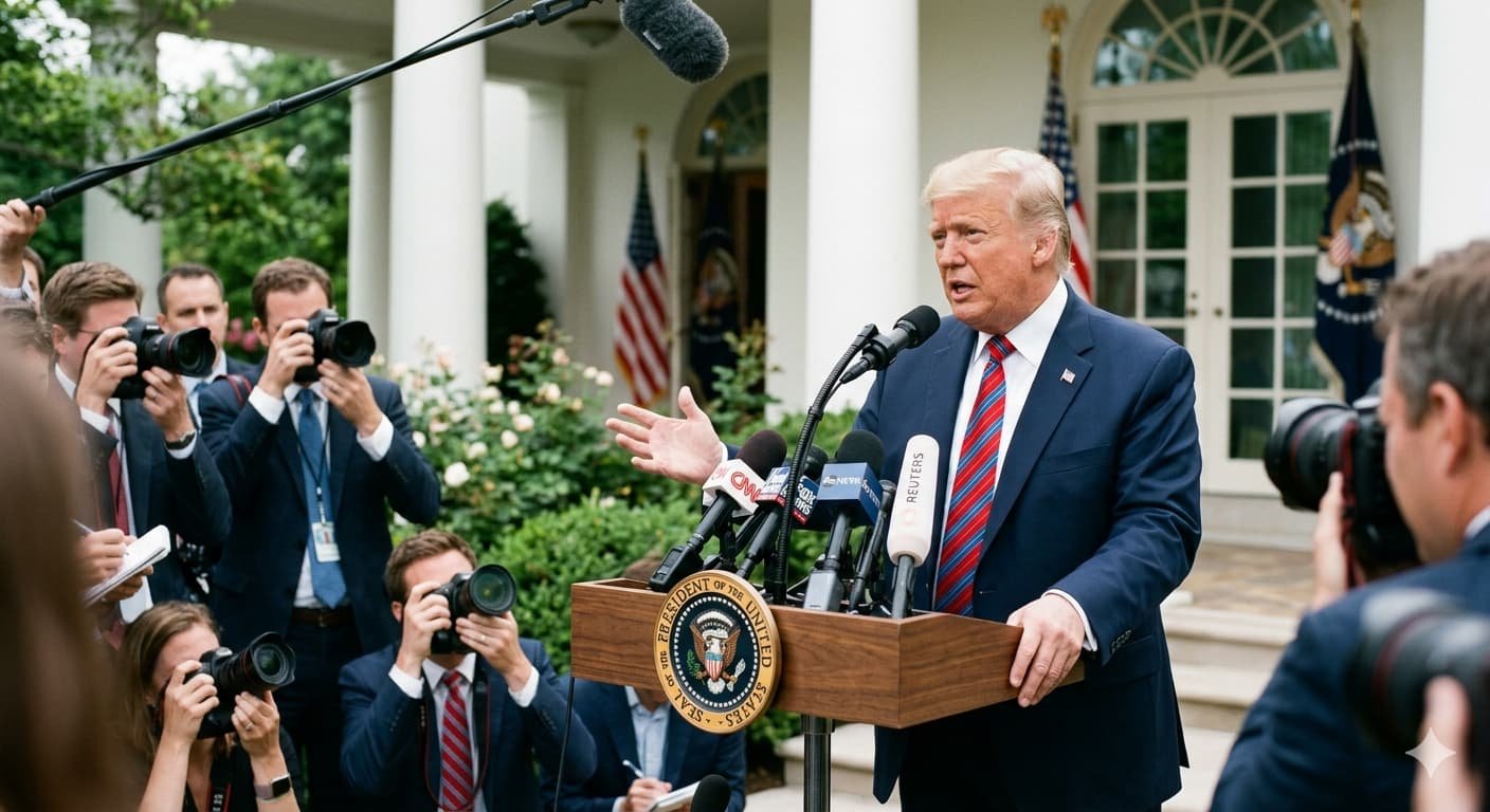President Trump speaking to reporters at White House saying he is absolutely considering withdrawing United States from NATO after allies refused to join Iran war April 2026