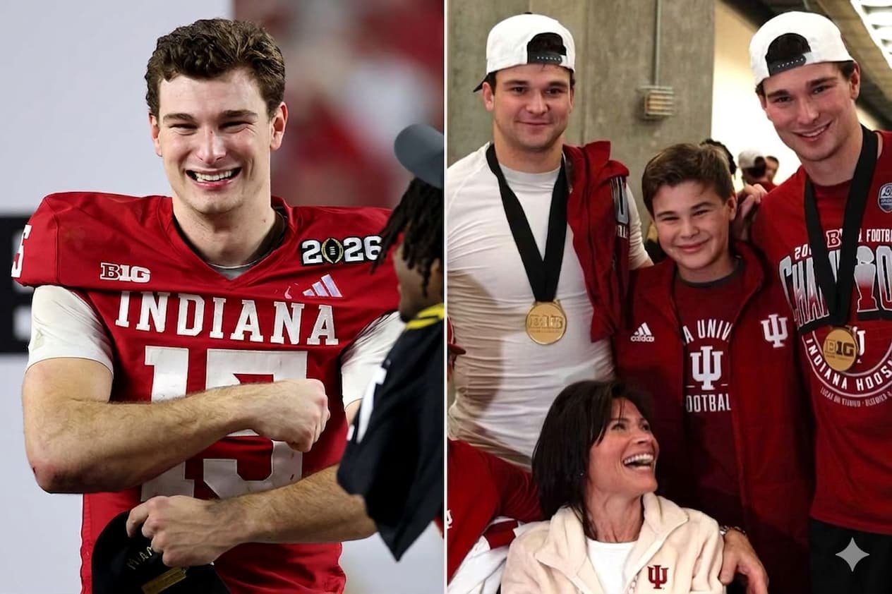 Fernando Mendoza embracing family on stage in Pittsburgh after being selected No. 1 overall by Las Vegas Raiders in 2026 NFL Draft
