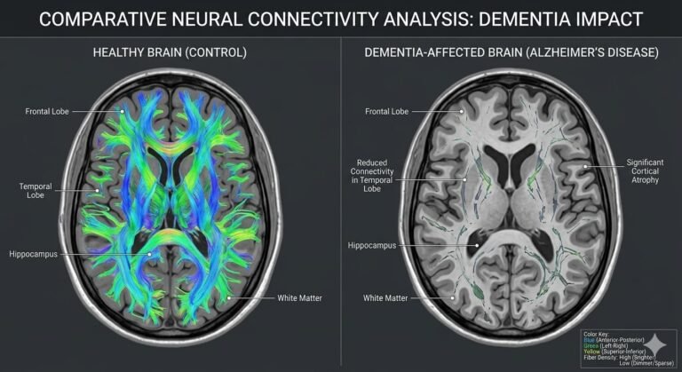 Brain scan showing neural connections linked to dementia prevention through cognitive training 2026