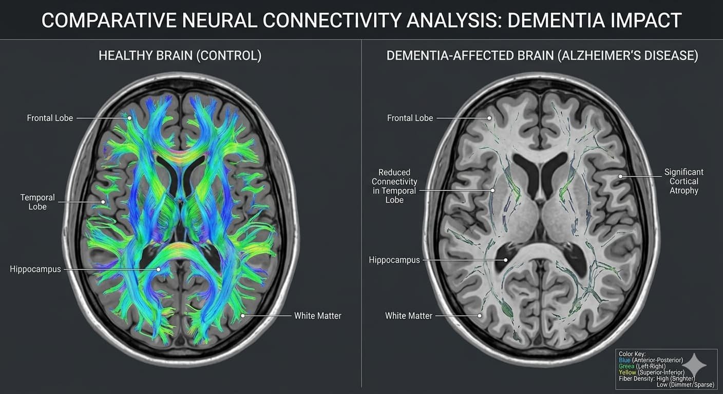 Brain scan showing neural connections linked to dementia prevention through cognitive training 2026