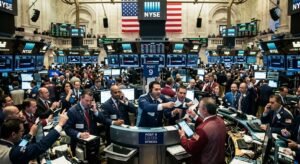 New York Stock Exchange trading floor as S&P 500 hits fresh all-time intraday high ahead of Microsoft Amazon Apple Alphabet Meta earnings week April 27 2026
